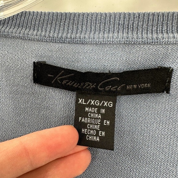 Kenneth Cole V-Neck Silk Blend Knit Top Blue READ DESCRIPTION - Picture 2 of 10